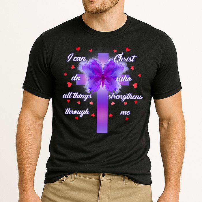 I Can Do All Things Through Christ Butterfly Cross Performance Shirt