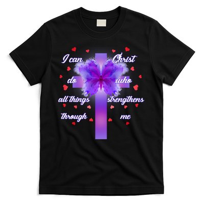 I Can Do All Things Through Christ Butterfly Cross T-Shirt