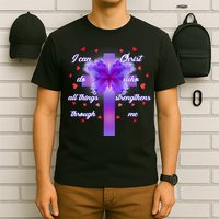 I Can Do All Things Through Christ Butterfly Cross T-Shirt