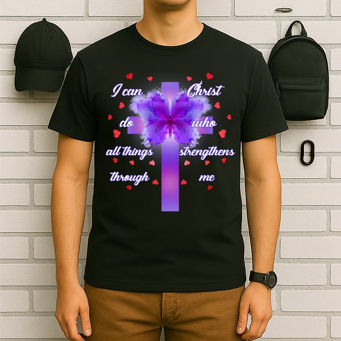 I Can Do All Things Through Christ Butterfly Cross T-Shirt