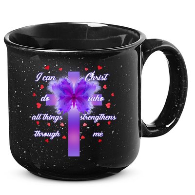 I Can Do All Things Through Christ Butterfly Cross 15oz Campfire Ceramic Mug
