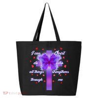 I Can Do All Things Through Christ Butterfly Cross 25L Jumbo Tote