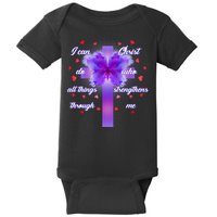 I Can Do All Things Through Christ Butterfly Cross Baby Bodysuit