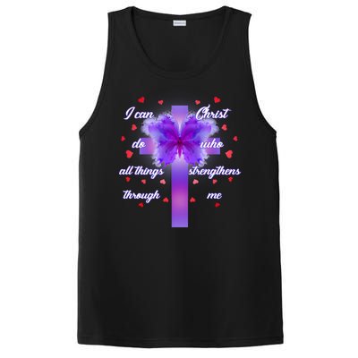 I Can Do All Things Through Christ Butterfly Cross PosiCharge Competitor Tank