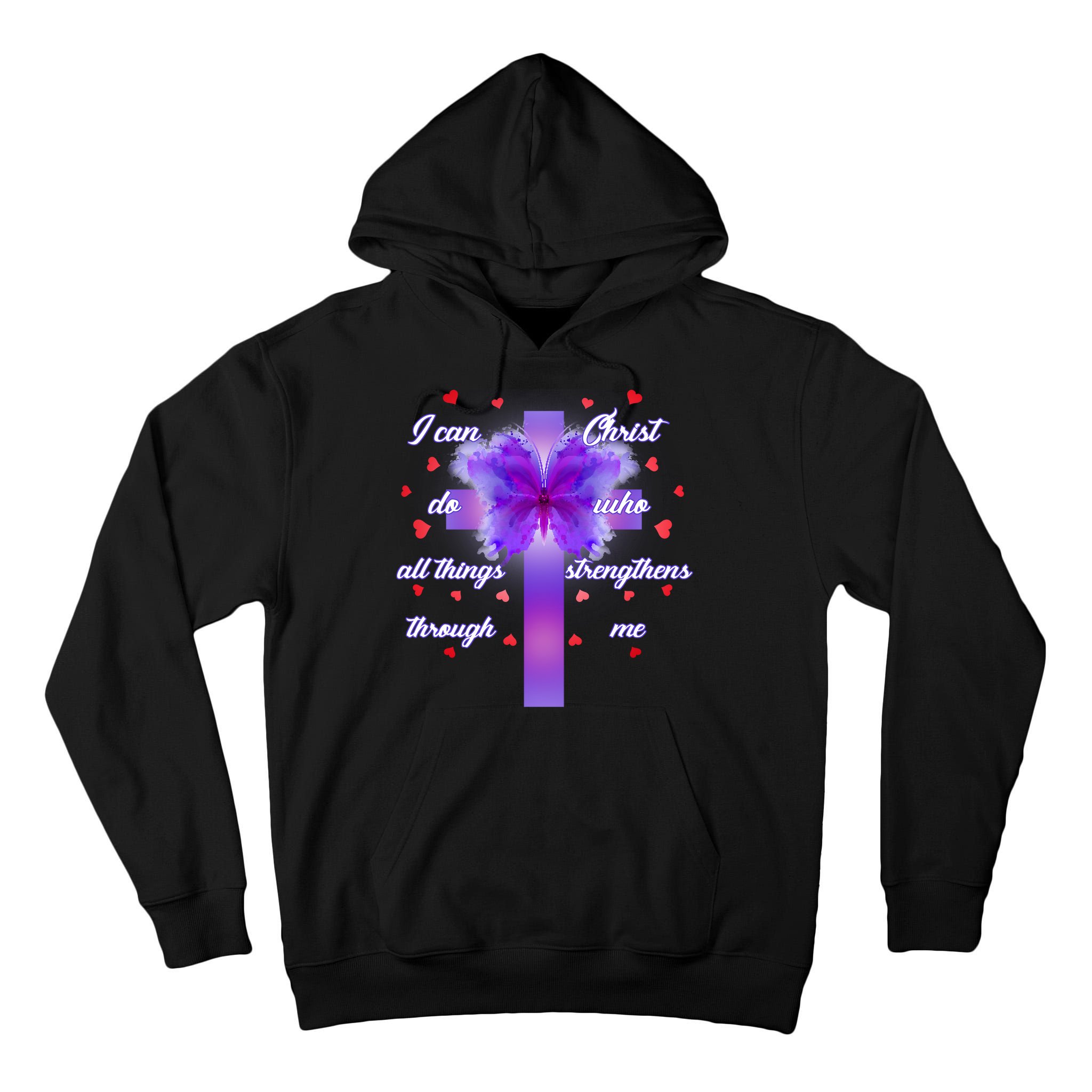 I Can Do All Things Through Christ Butterfly Cross Tall Hoodie