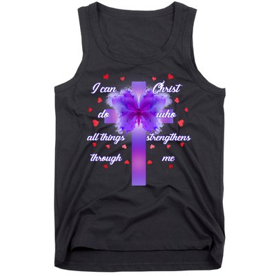 I Can Do All Things Through Christ Butterfly Cross Tank Top