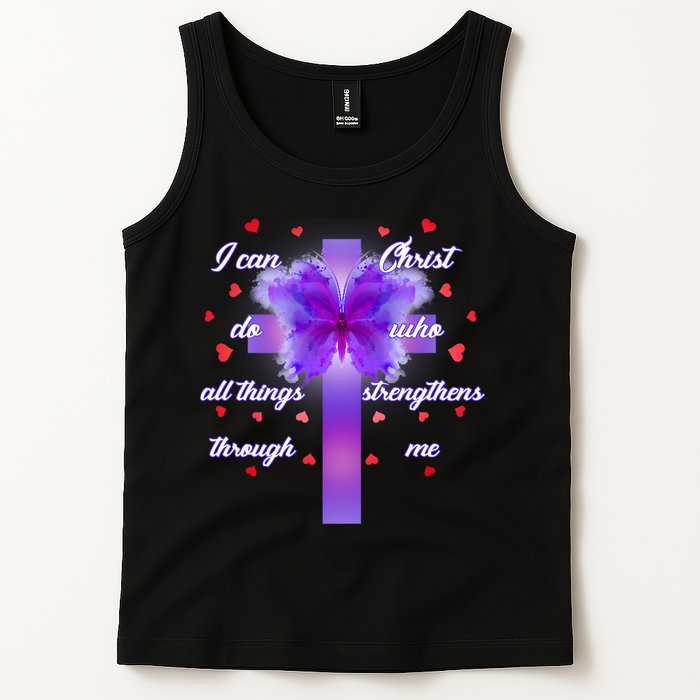 I Can Do All Things Through Christ Butterfly Cross Tank Top