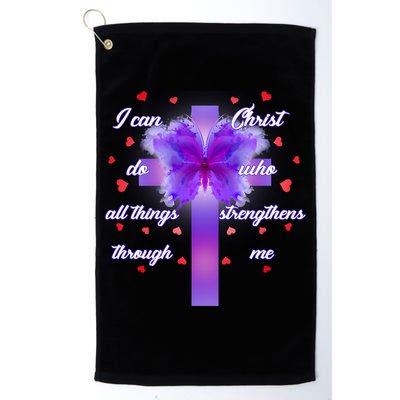 I Can Do All Things Through Christ Butterfly Cross Golf Towel