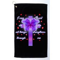 I Can Do All Things Through Christ Butterfly Cross Golf Towel