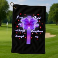 I Can Do All Things Through Christ Butterfly Cross Golf Towel