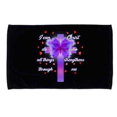 I Can Do All Things Through Christ Butterfly Cross Microfiber Hand Towel