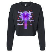 I Can Do All Things Through Christ Butterfly Cross Cropped Pullover Crew