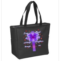 I Can Do All Things Through Christ Butterfly Cross Zip Tote Bag