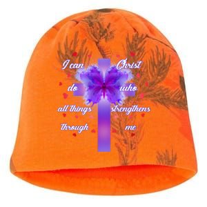 I Can Do All Things Through Christ Butterfly Cross Kati - Camo Knit Beanie