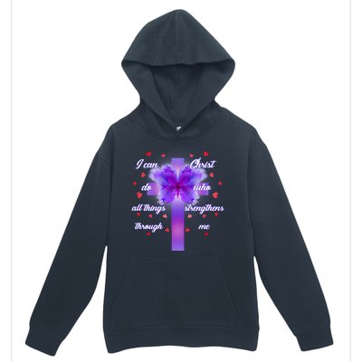 I Can Do All Things Through Christ Butterfly Cross Urban Pullover Hoodie