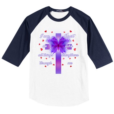 I Can Do All Things Through Christ Butterfly Cross Baseball Sleeve Shirt