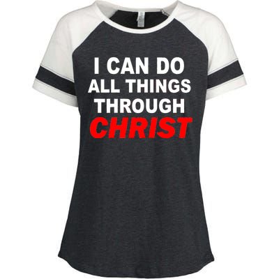 I Can Do All Things Through Christ Our Lord Enza Ladies Jersey Colorblock Tee