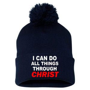 I Can Do All Things Through Christ Our Lord Pom Pom 12in Knit Beanie