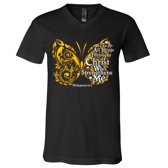 I Can Do All Things Through Christ Philippians 4:13  V-Neck T-Shirt