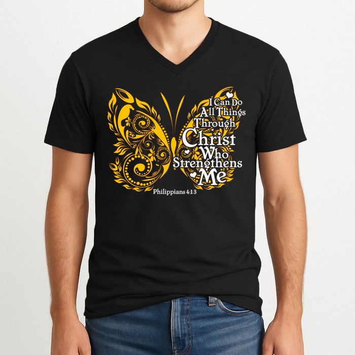 I Can Do All Things Through Christ Philippians 4:13  V-Neck T-Shirt