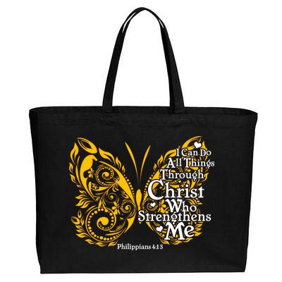 I Can Do All Things Through Christ Philippians 4:13  Cotton Canvas Jumbo Tote