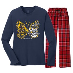 I Can Do All Things Through Christ Philippians 4:13  Women's Long Sleeve Flannel Pajama Set 