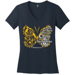 I Can Do All Things Through Christ Philippians 4:13  Women's V-Neck T-Shirt