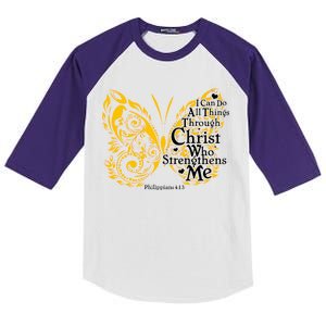 I Can Do All Things Through Christ Philippians 4:13  Kids Colorblock Raglan Jersey