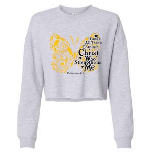 I Can Do All Things Through Christ Philippians 4:13  Cropped Pullover Crew