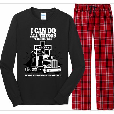 I Can Do All Things Through Christ Truck Driver Long Sleeve Pajama Set