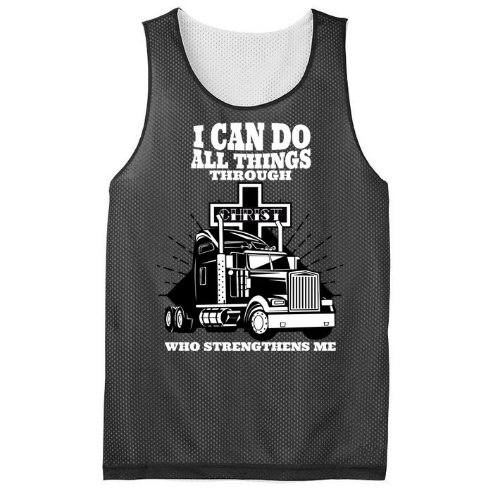 I Can Do All Things Through Christ Truck Driver Mesh Reversible Basketball Jersey Tank