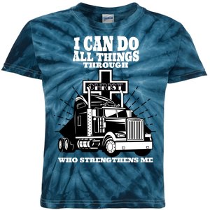 I Can Do All Things Through Christ Truck Driver Kids Tie-Dye T-Shirt