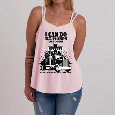 I Can Do All Things Through Christ Truck Driver Women's Strappy Tank