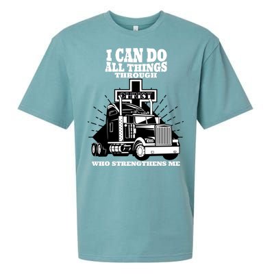 I Can Do All Things Through Christ Truck Driver Sueded Cloud Jersey T-Shirt