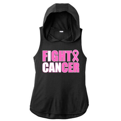 I Can Fight Cancer Breast Cancer Awareness Ladies PosiCharge Tri-Blend Wicking Draft Hoodie Tank