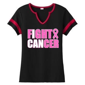 I Can Fight Cancer Breast Cancer Awareness Ladies Halftime Notch Neck Tee