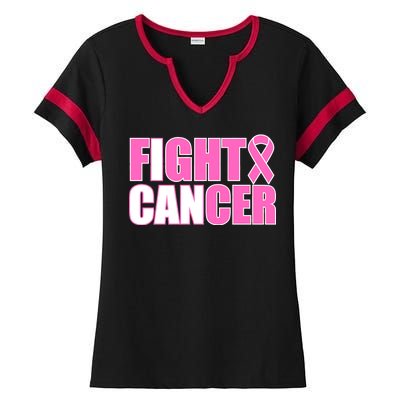 I Can Fight Cancer Breast Cancer Awareness Ladies Halftime Notch Neck Tee