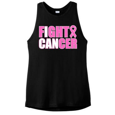 I Can Fight Cancer Breast Cancer Awareness Ladies PosiCharge Tri-Blend Wicking Tank