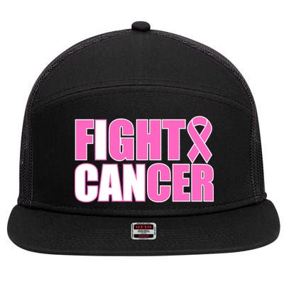 I Can Fight Cancer Breast Cancer Awareness 7 Panel Mesh Trucker Snapback Hat