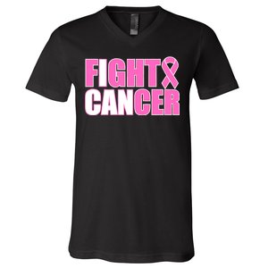 I Can Fight Cancer Breast Cancer Awareness V-Neck T-Shirt