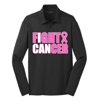 I Can Fight Cancer Breast Cancer Awareness Silk Touch Performance Long Sleeve Polo