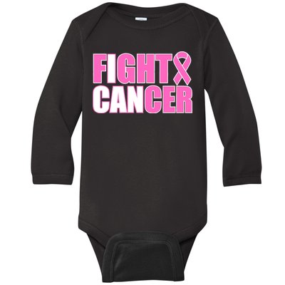 I Can Fight Cancer Breast Cancer Awareness Baby Long Sleeve Bodysuit