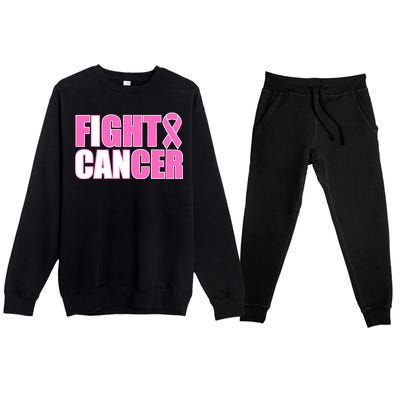 I Can Fight Cancer Breast Cancer Awareness Premium Crewneck Sweatsuit Set