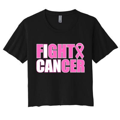 I Can Fight Cancer Breast Cancer Awareness Women's Crop Top Tee