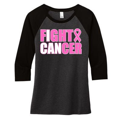 I Can Fight Cancer Breast Cancer Awareness Women's Tri-Blend 3/4-Sleeve Raglan Shirt