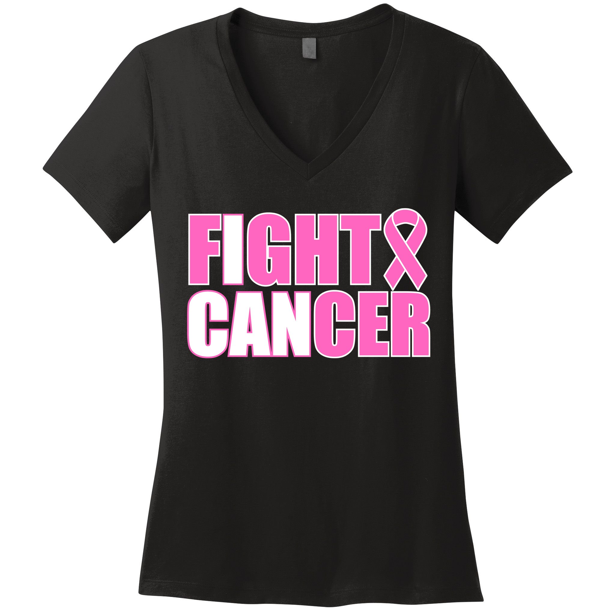 I Can Fight Cancer Breast Cancer Awareness Women's V-Neck T-Shirt