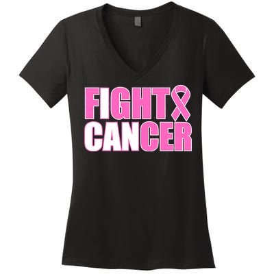 I Can Fight Cancer Breast Cancer Awareness Women's V-Neck T-Shirt