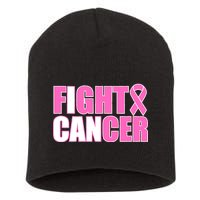 I Can Fight Cancer Breast Cancer Awareness Short Acrylic Beanie