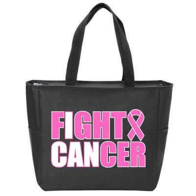 I Can Fight Cancer Breast Cancer Awareness Zip Tote Bag