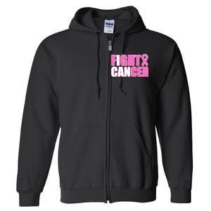 I Can Fight Cancer Breast Cancer Awareness Full Zip Hoodie